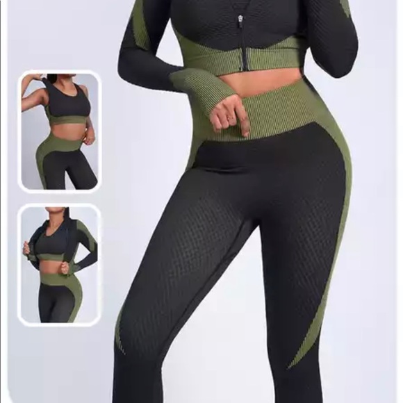 Fitness Three Pieces Workout Sets Long Sleeve Small - Picture 5 of 11